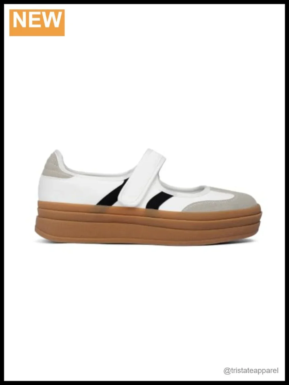 Retro Platform Mary Jane Sneakers Hook and Loop Slip On Walking Flats Faux